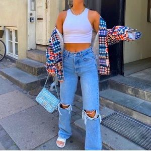 Zara full length ripped jeans